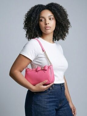 Juicy Couture Pink Bow Shoulder Bag with Gold Chain Strap